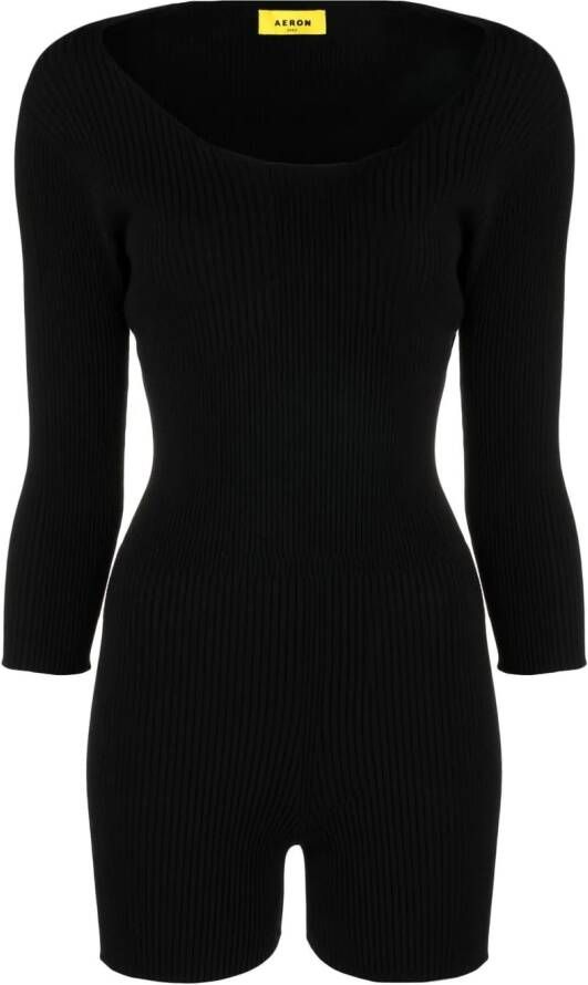 AERON Playsuit met diepe ronde hals Zwart