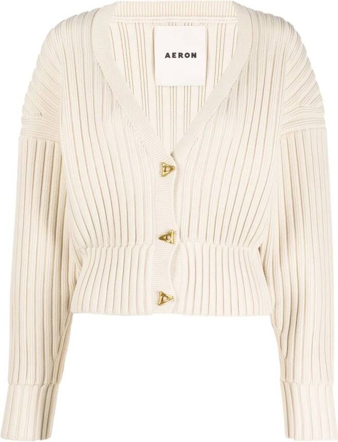 AERON Ribgebreid vest Beige