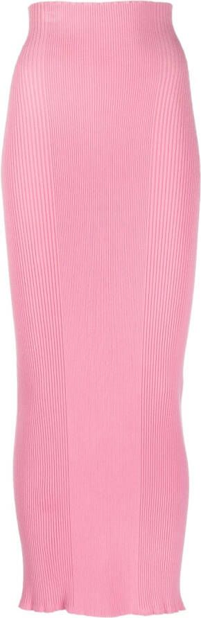 AERON Ribgebreide maxi-rok Roze