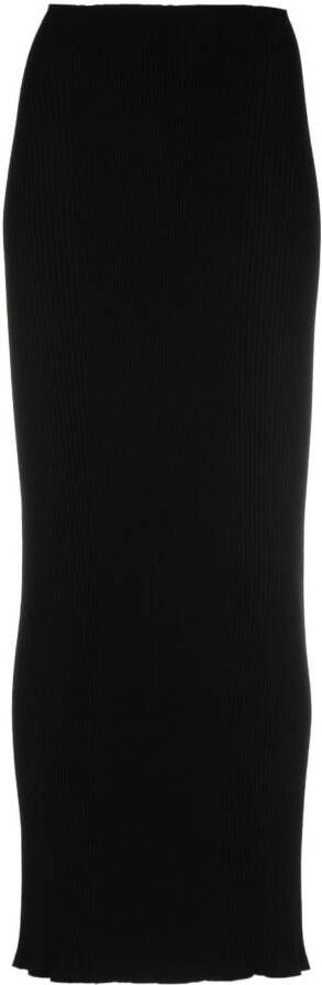AERON Ribgebreide maxi-rok Zwart