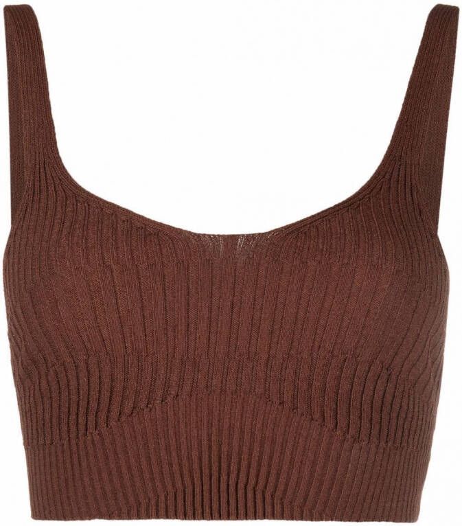 AERON Ribgebreide top Bruin