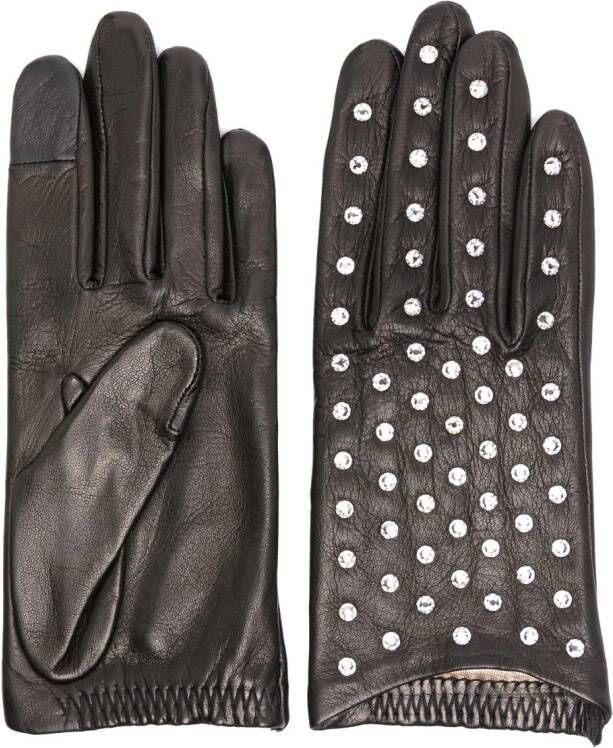 Agnelle Kate Strass leren handschoenen Zwart