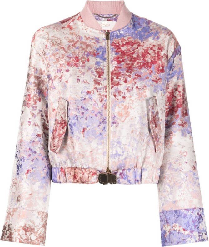 Agnona Bomberjack met bloemenprint Roze