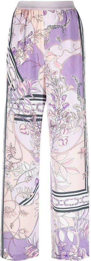 Agnona Broek met bloemenprint Paars