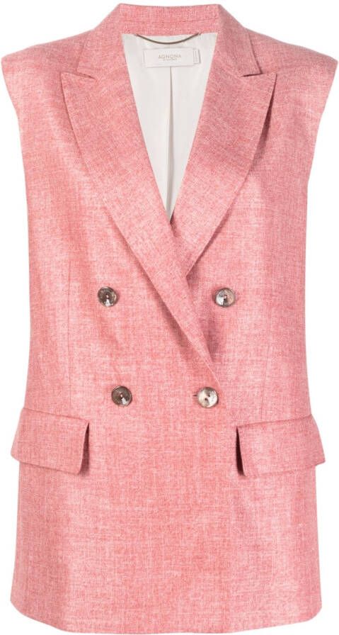 Agnona Blazer met visgraatpatroon Roze