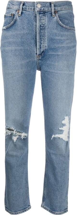 AGOLDE Cropped jeans dames Spandex Elastane lyocell rayon 24 Blauw