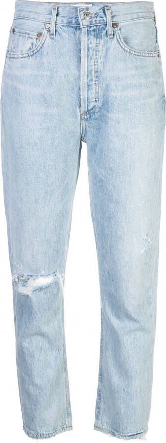 AGOLDE Gescheurde straight jeans dames katoen 25 Blauw