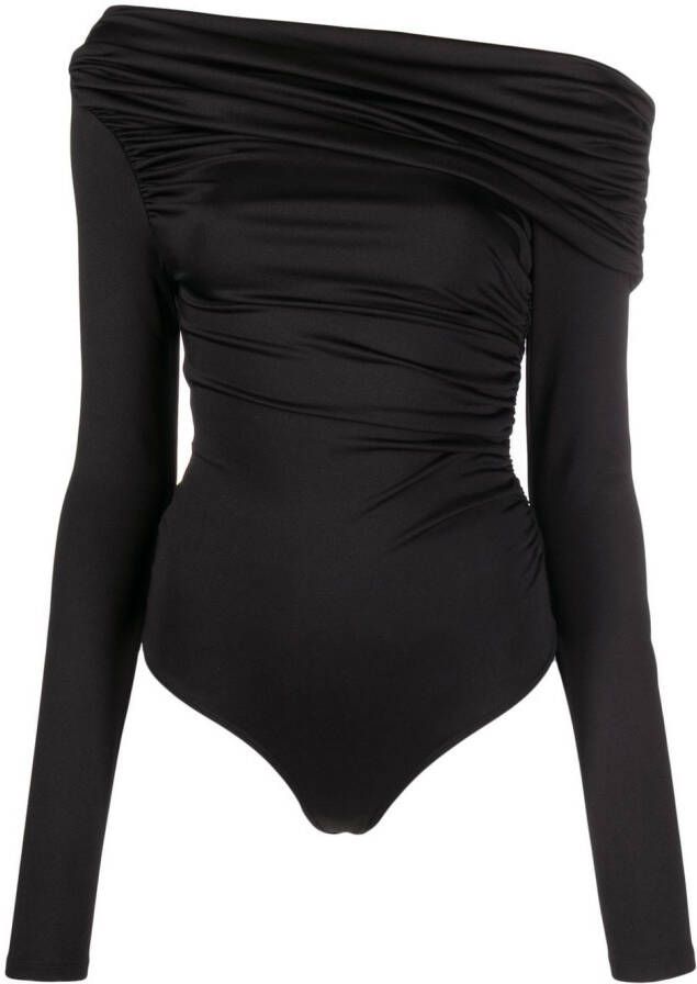 AGOLDE Kira Asymmetrische bodysuit Zwart