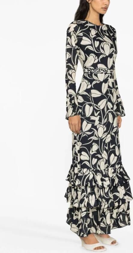 Agua By Agua Bendita Maxi-jurk met bloemenprint Blauw