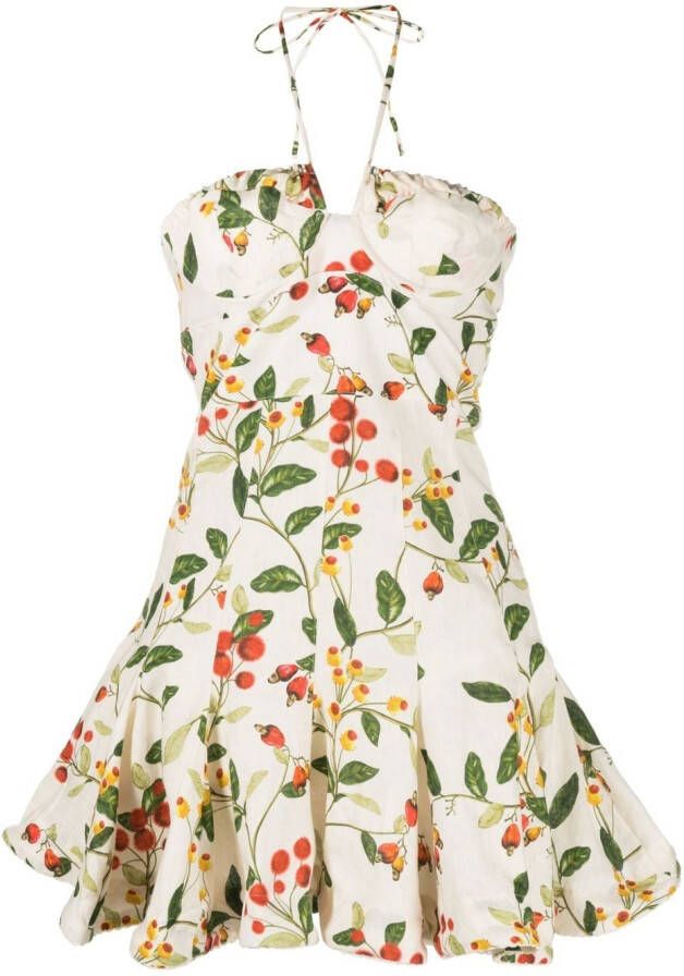 Agua By Agua Bendita Mini-jurk met bloemenprint Beige