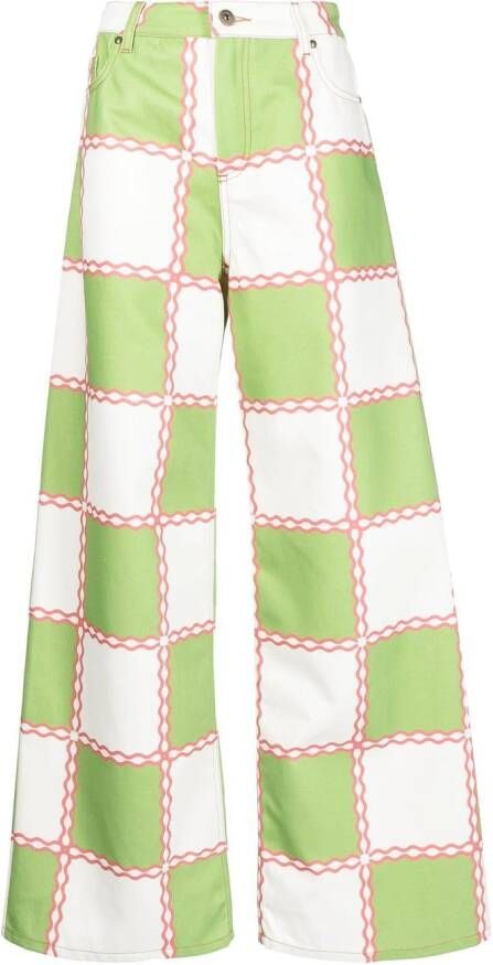 Ahluwalia Jeans met wijde afwerking Groen