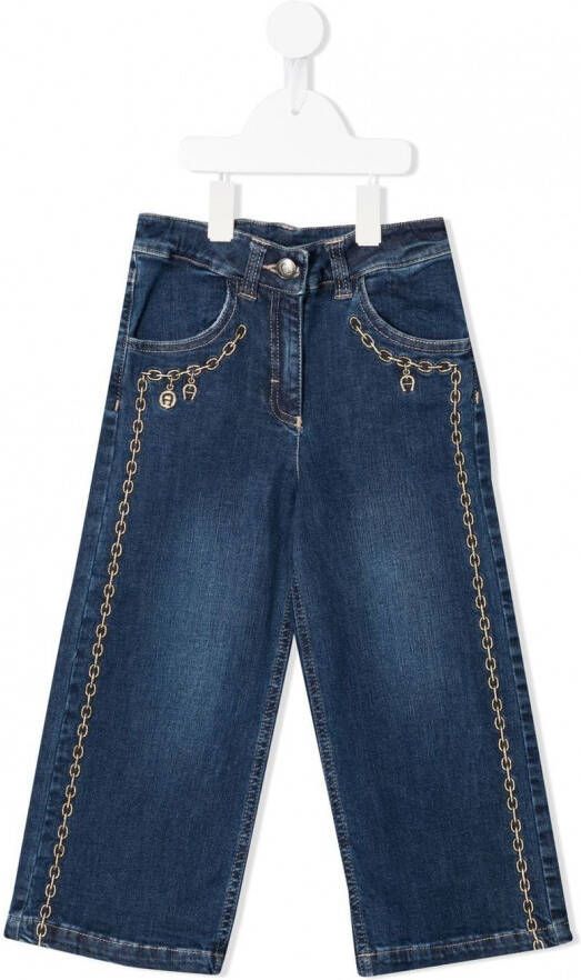 Aigner Kids Jeans met wijde pijpen Blauw