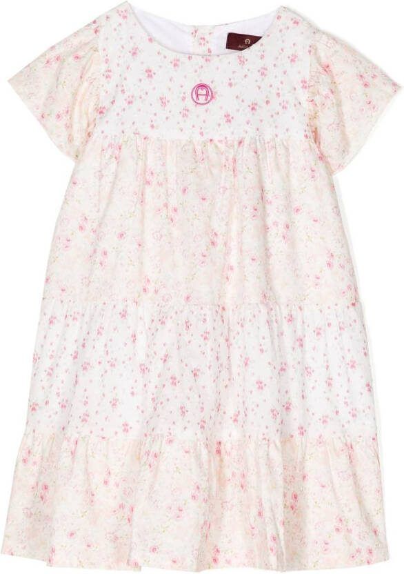Aigner Kids Jurk met bloe print Roze