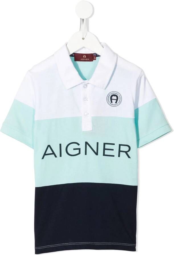 Aigner Kids Poloshirt met logoprint Blauw