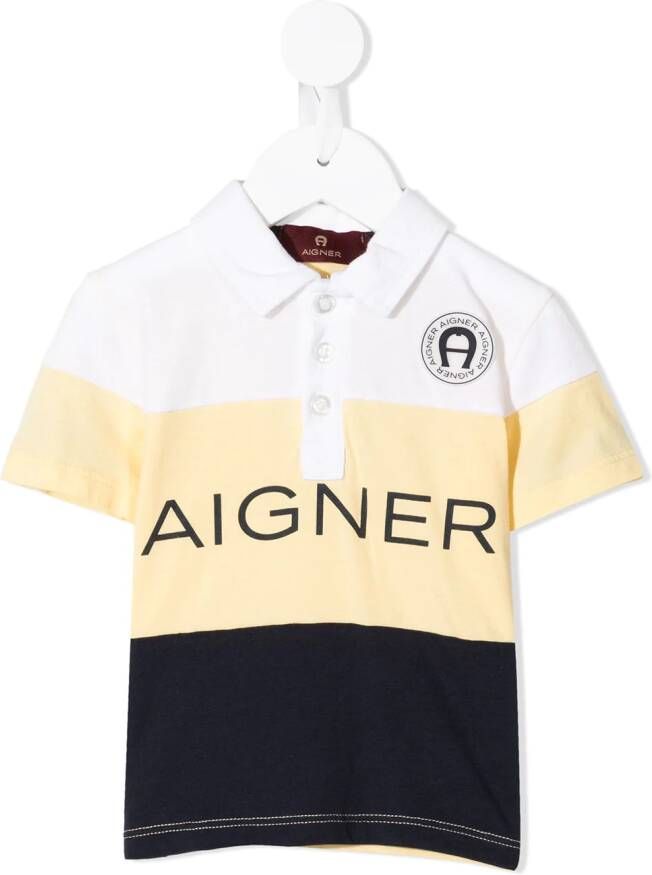 Aigner Kids Poloshirt met logoprint Geel