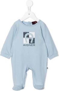 Aigner Kids Romper met logoprint Blauw