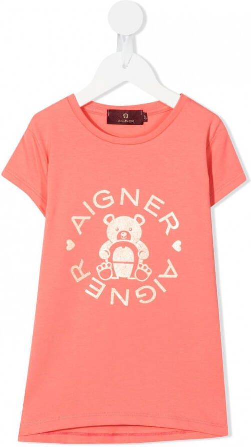 Aigner Kids T-shirt met logoprint Roze
