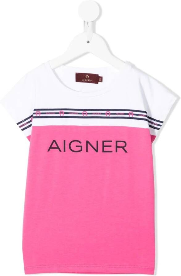 Aigner Kids T-shirt met colourblocking Wit
