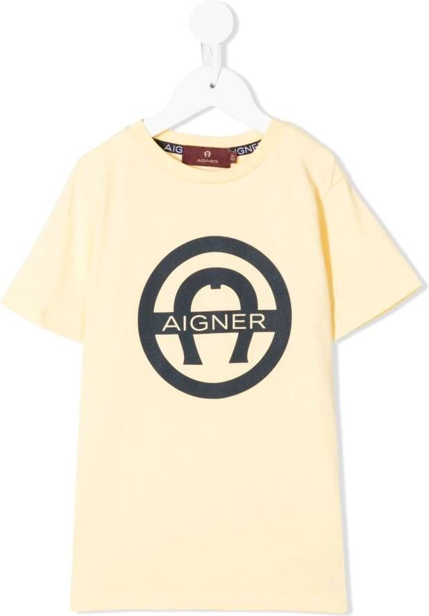 Aigner Kids T-shirt met logoprint Geel