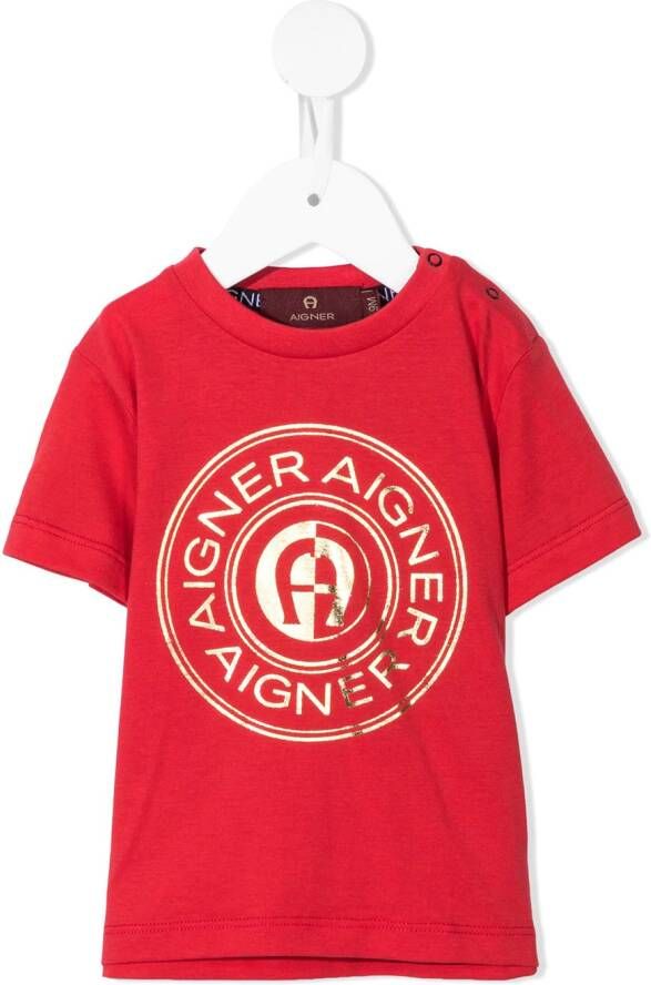 Aigner Kids T-shirt met logoprint Rood