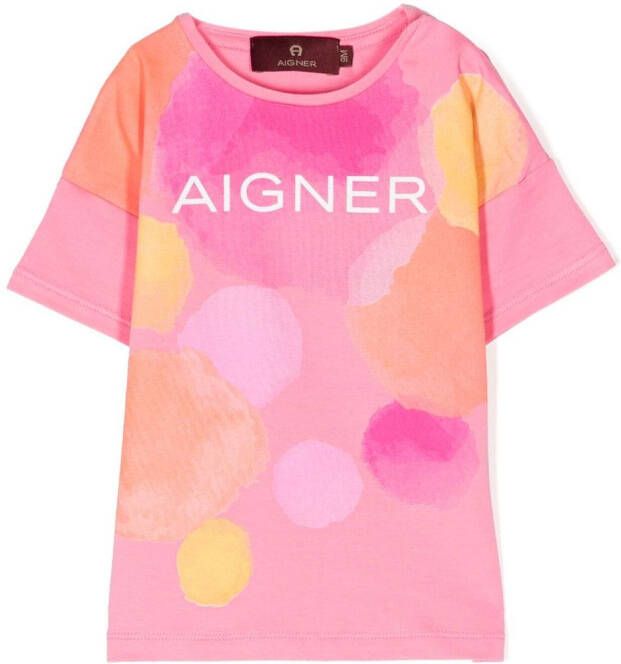 Aigner Kids T-shirt met logoprint Roze