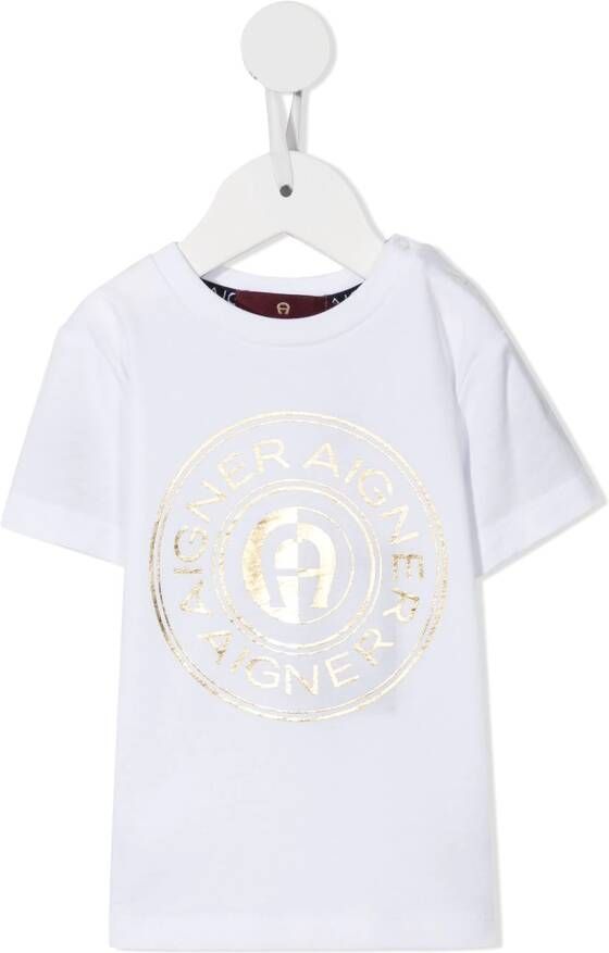 Aigner Kids T-shirt met logoprint Wit