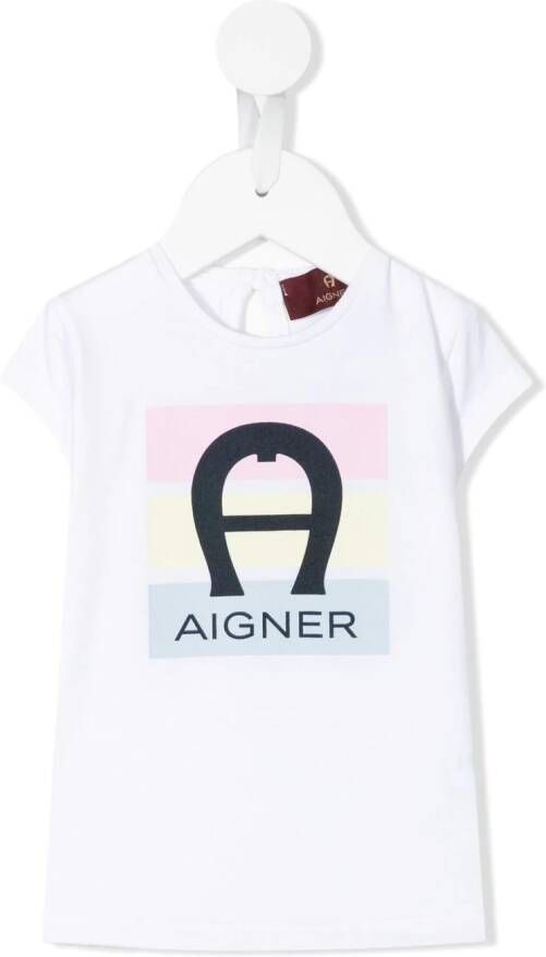 Aigner Kids T-shirt met logoprint Wit