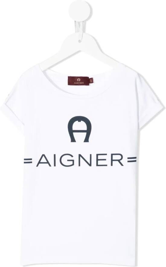 Aigner Kids T-shirt met logoprint Wit