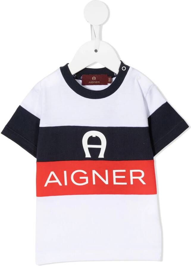 Aigner Kids T-shirt met logostreep Wit