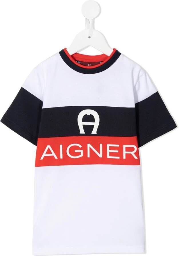 Aigner Kids T-shirt met logostreep Wit