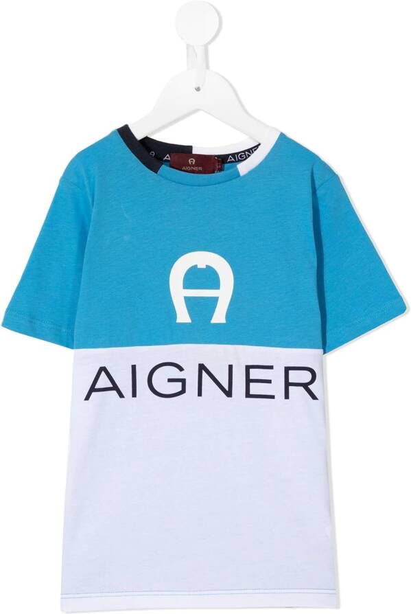 Aigner Kids Tweekleurig T-shirt Blauw