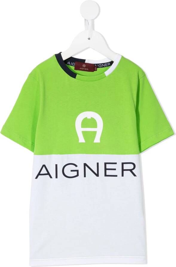 Aigner Kids Tweekleurig T-shirt Groen