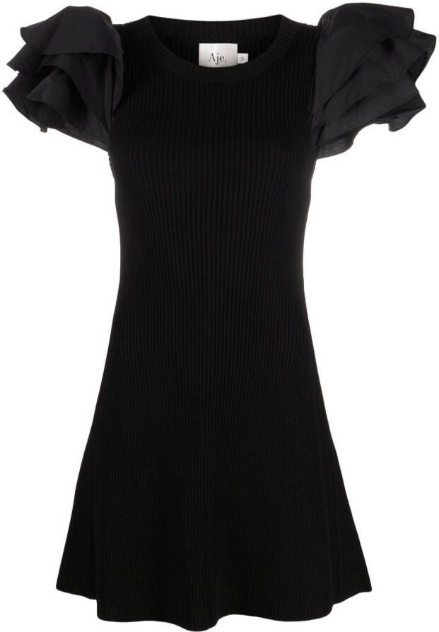 Aje Mini-jurk met pofmouwen Zwart