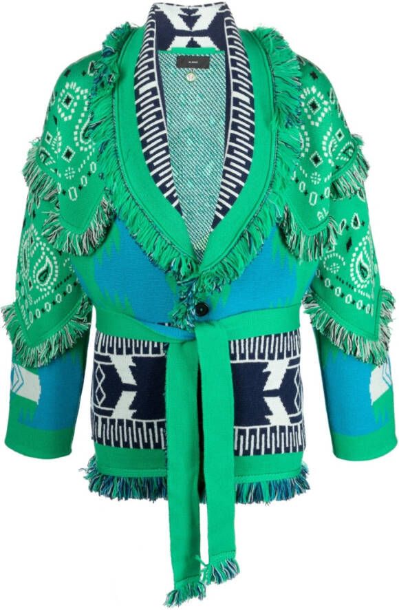 Alanui Hybride Patch Icon Cardigan Green Heren