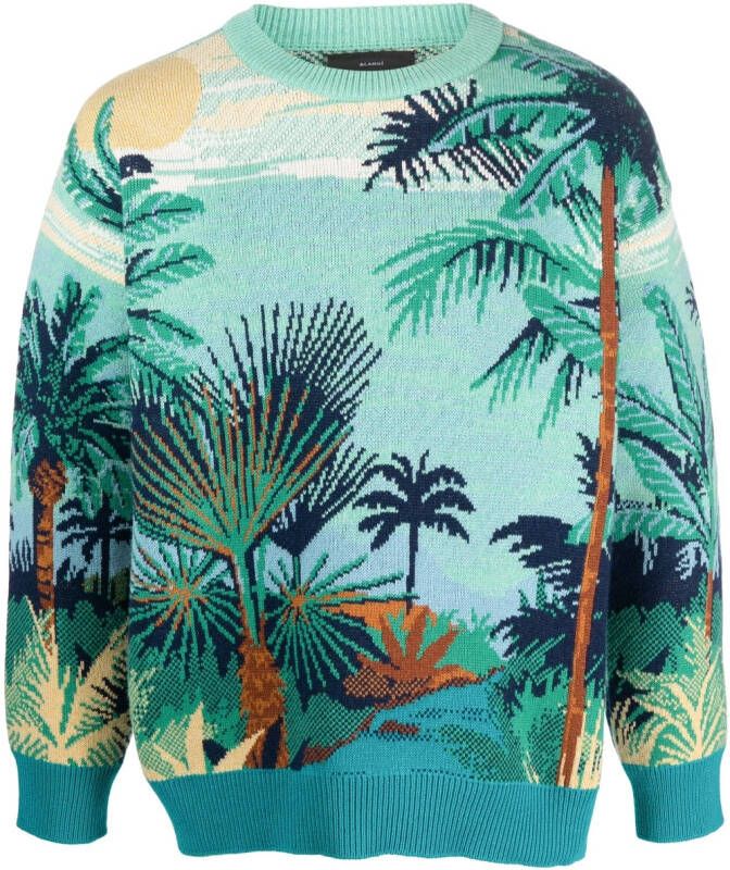 Alanui Trui met palmboomprint Blauw