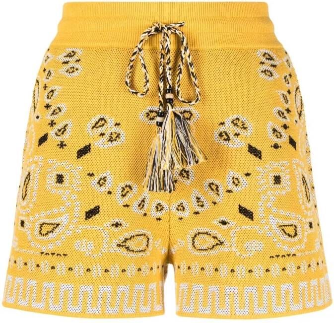 Alanui Shorts met bandanaprint Geel