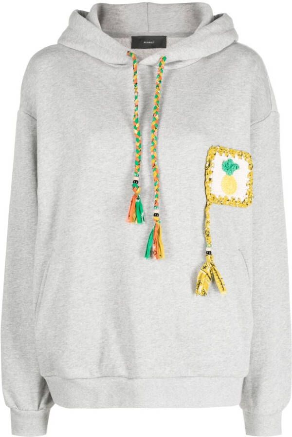 Alanui Hoodie met gehaakt detail Grijs