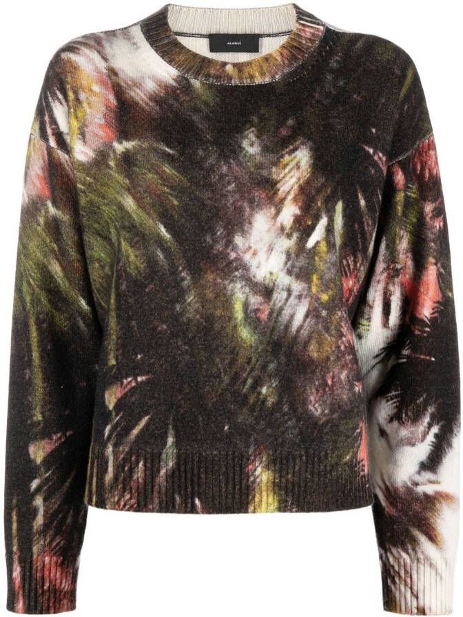 Alanui Grafische Print Wollen Trui Brown Dames
