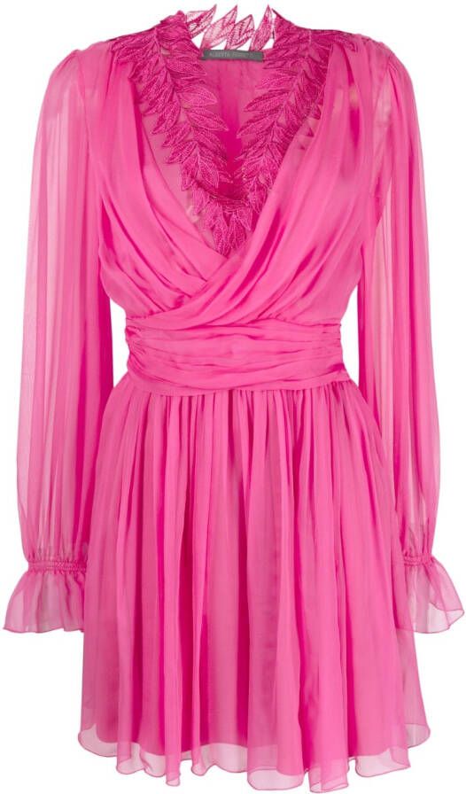 Alberta Ferretti Mini-jurk met kant Roze