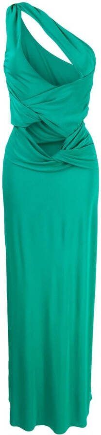 Alberta Ferretti Asymmetrische maxi-jurk Groen