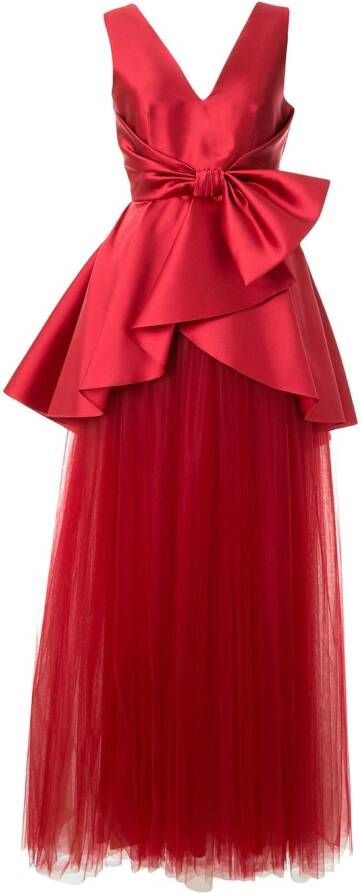 Alberta Ferretti Avondjurk van satijn en tule Rood
