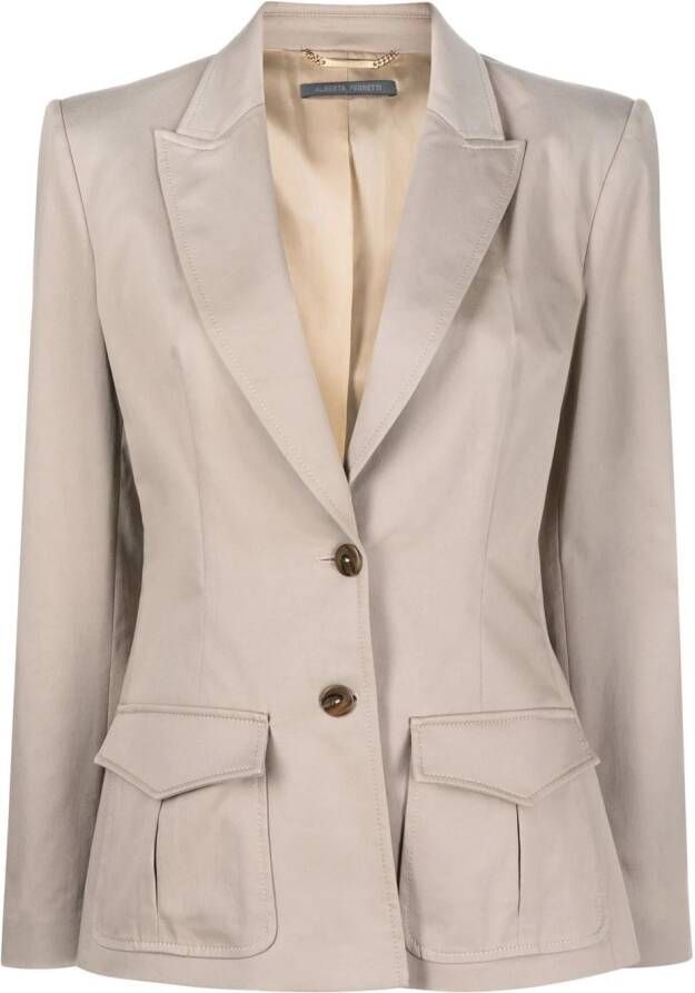 Alberta Ferretti Blazer met enkele rij knopen Beige