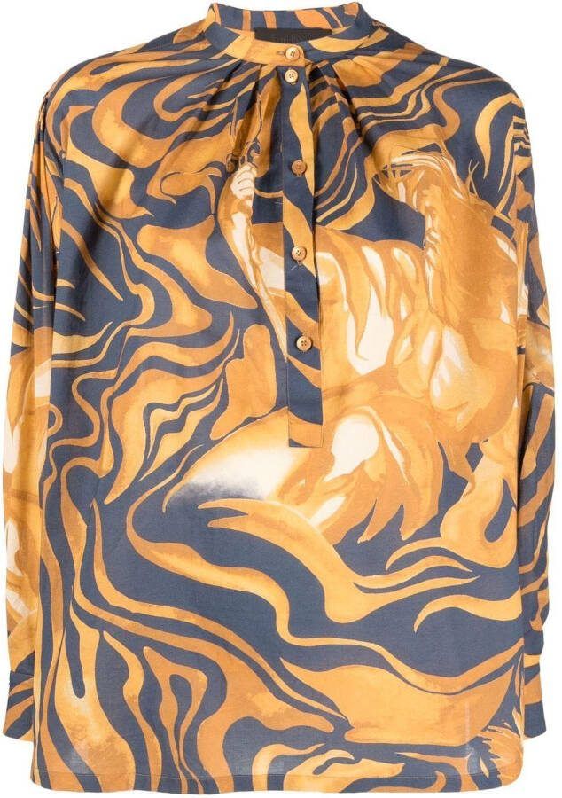 Alberta Ferretti Blouse met abstracte print Geel