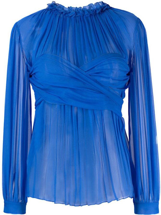 Alberta Ferretti Blouse met ruche Blauw