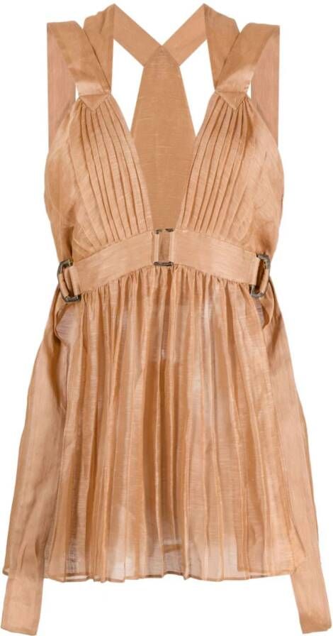 Alberta Ferretti Blouse met V-hals Bruin