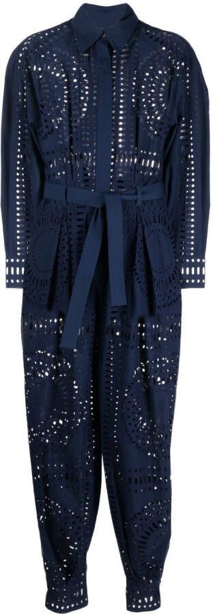 Alberta Ferretti Broderie anglaise jumpsuit Blauw