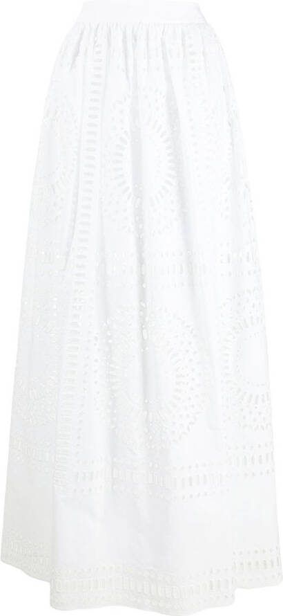 Alberta Ferretti Broderie anglaise maxi-rok Wit