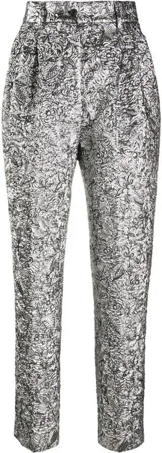 Alberta Ferretti Broek met bloemenprint Zilver