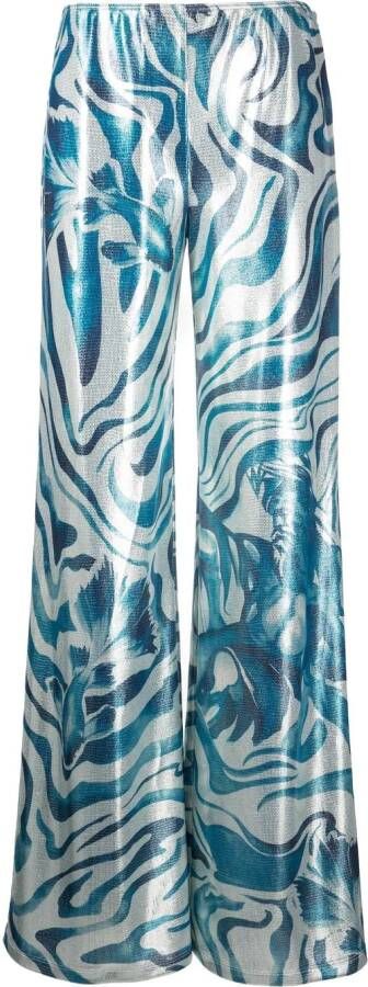 Alberta Ferretti Broek met metallic print Blauw