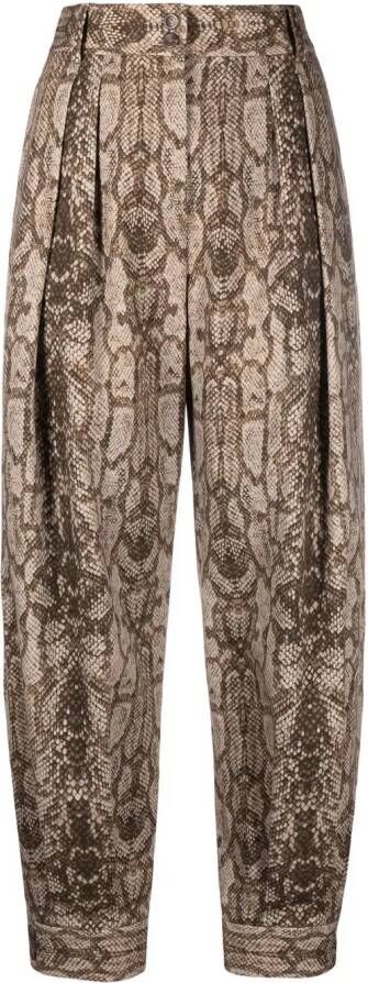 Alberta Ferretti Broek met slangenprint Bruin